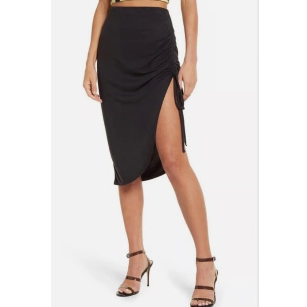 OPEN EDIT Black Side Ruched Skirt Size Small